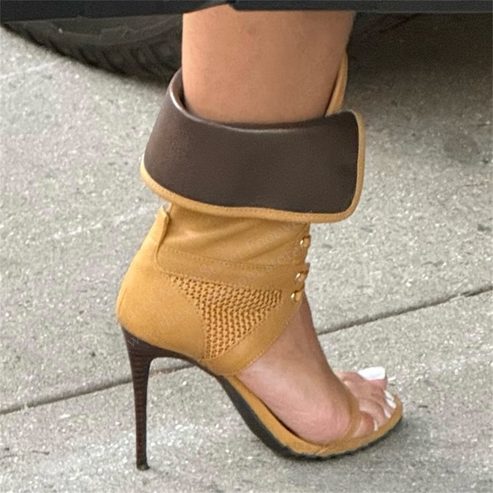 Ankle Strap Heels - Women Open Toe Stilettos Lace Up