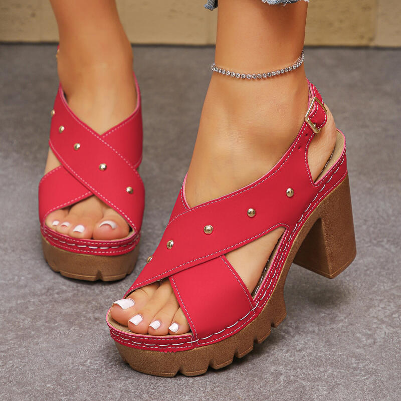 Ankle Strap Heels - Vintage Super High Heel Cross Strap