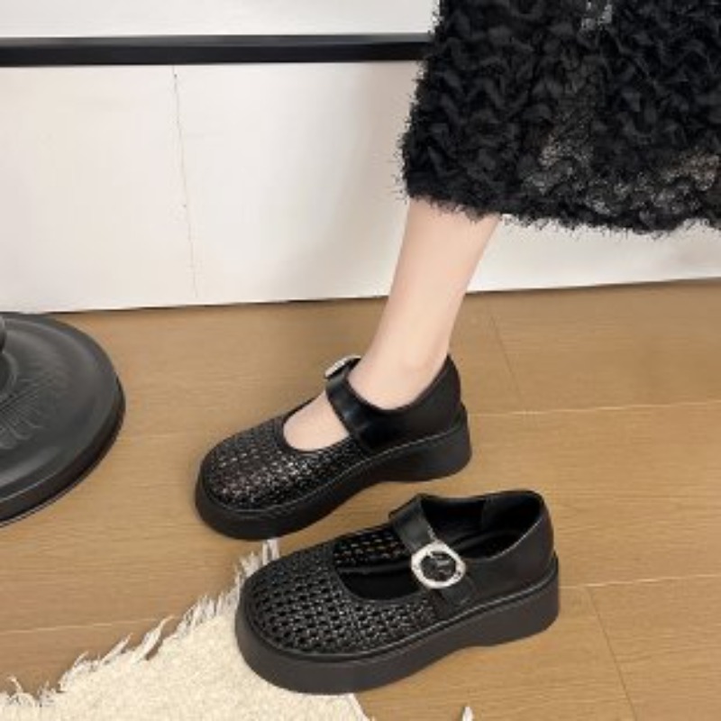 Women White Hollow Woven Mary  - огляд і ціна Ankle Strap Heels